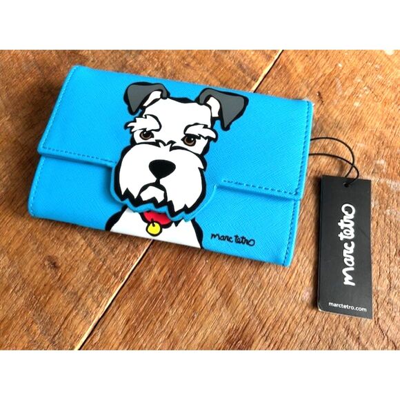 Marc Tetro Handbags - Marc Tetro - Blue Schnauzer dog - Wallet - NWT clutch